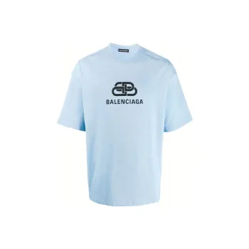 Balenciaga Drop Shoulder Sleeve T Shirt Unisex Light Blue