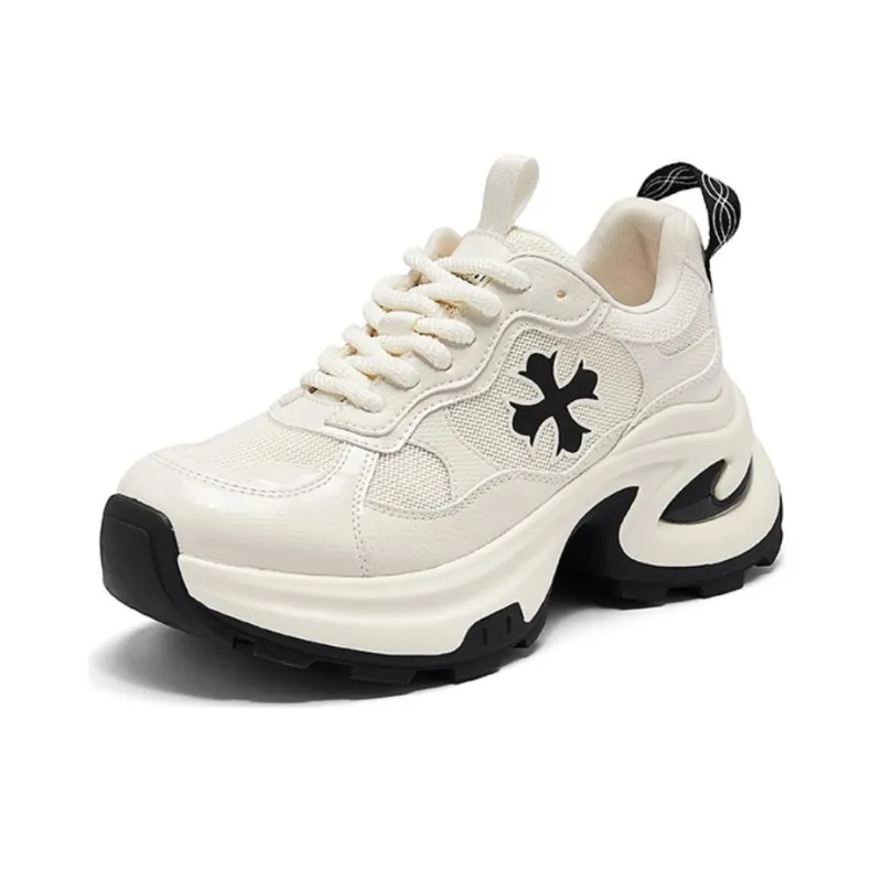 AGSDON Lightweight Low Top Chunky Sneakers 6.5cm Women's Beige Black-1