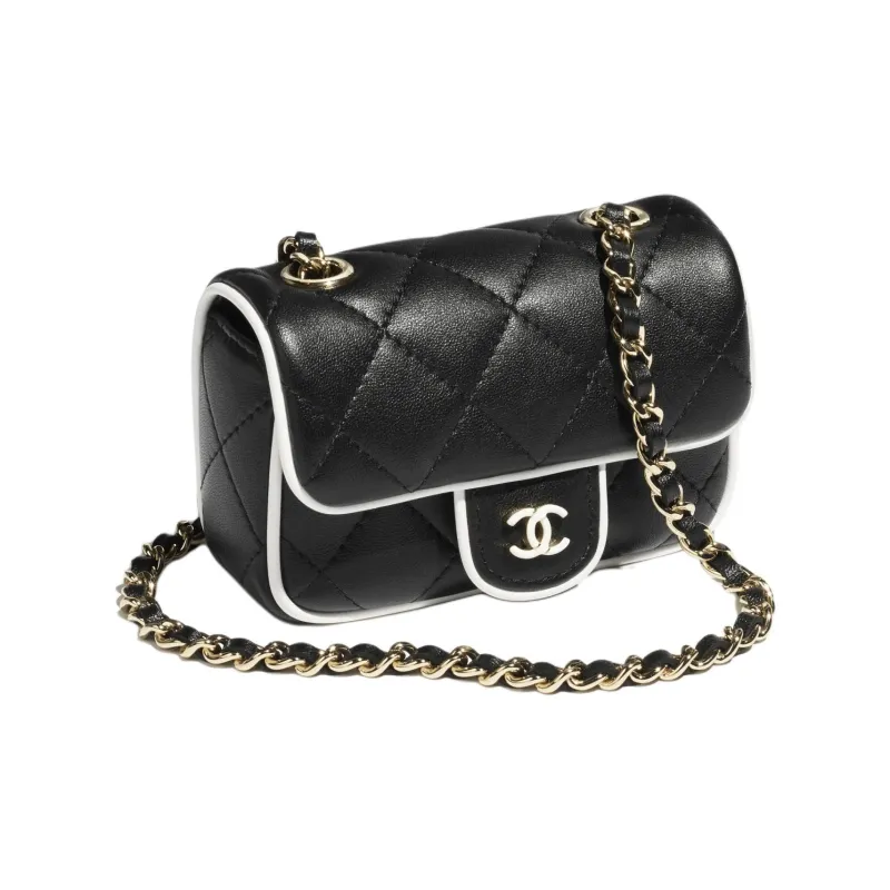 CHANEL Sheepskin Clutch Shoulder Bag Women's Black-1
