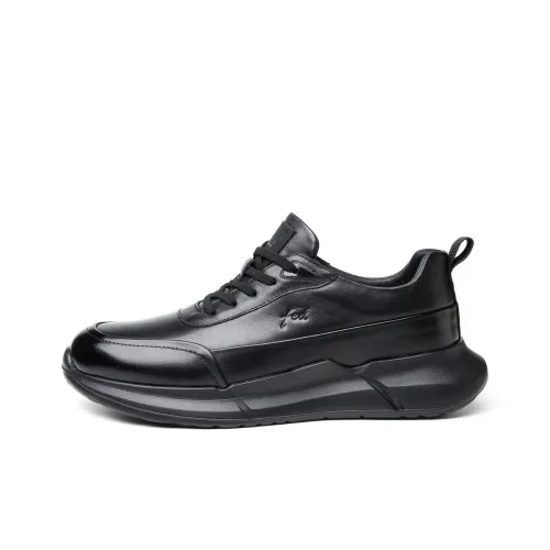 FED Breathable Lightweight Height Increasing Low Top Casual Shoes Men's Black