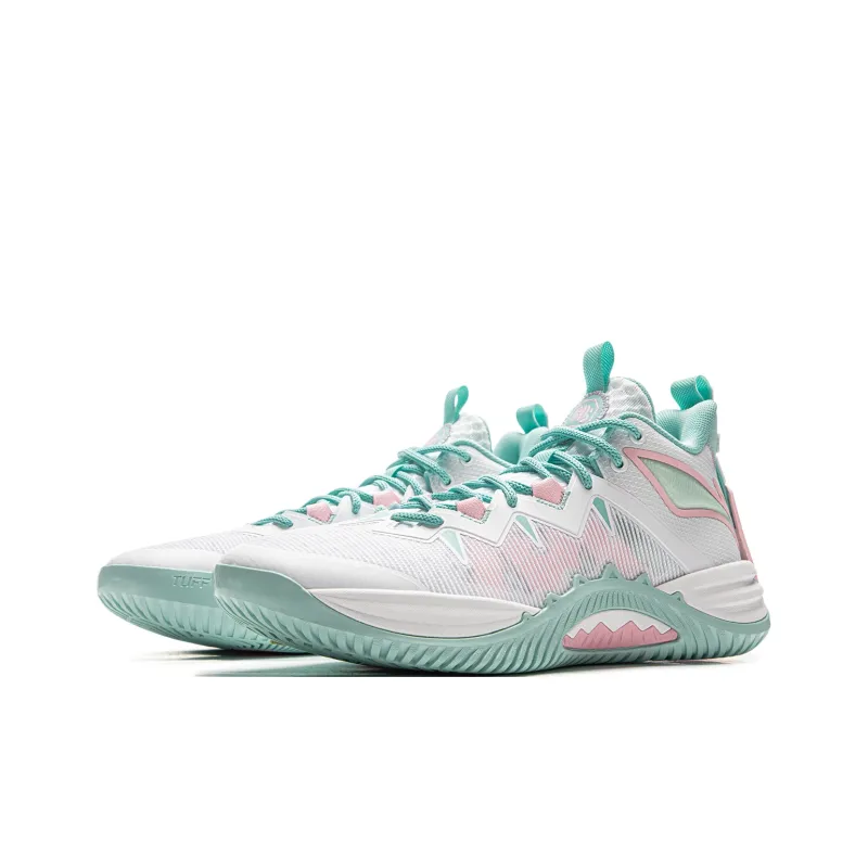 LiNing Storm 10 Cushioning Slip Resistant Breathable Rebound Low Top Basketball Shoes Men's White Green-2