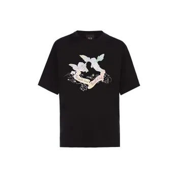 YLDP Straight T Shirt Unisex Black