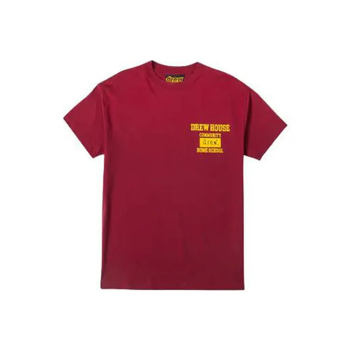 Drew House Letter Logo Series T Shirts Unisex Burgundy Red-0