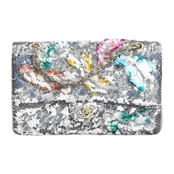 CHANEL Sequins Shoulder Bag Women's Silver & Multicolor