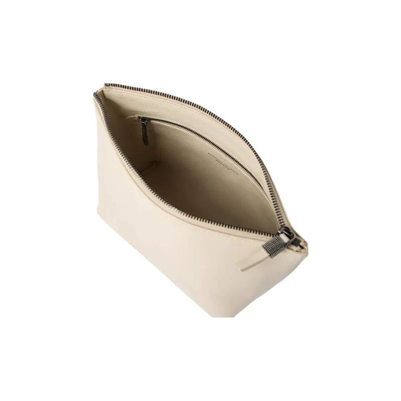 Brunello Cucinelli Calfskin Clutch Regular Women's Ivory-3