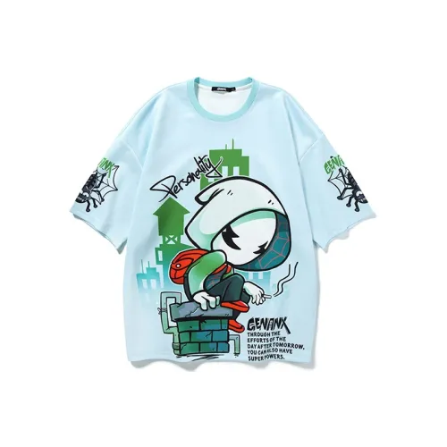 GENANX Straight T Shirt Unisex Light Blue