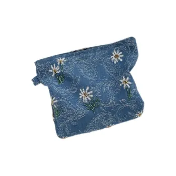 Boniu Denim Storage Bag Makeup Bag Unisex Multicolor