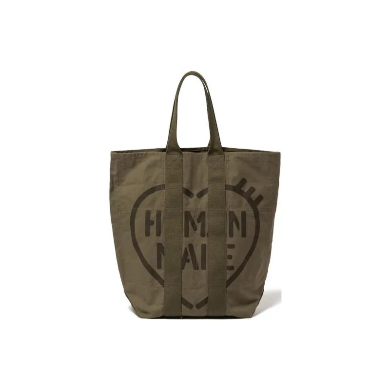 HUMAN MADE Cotton Tote Bag, Shopping Bag, Handbag Regular Men's Olive Green-1