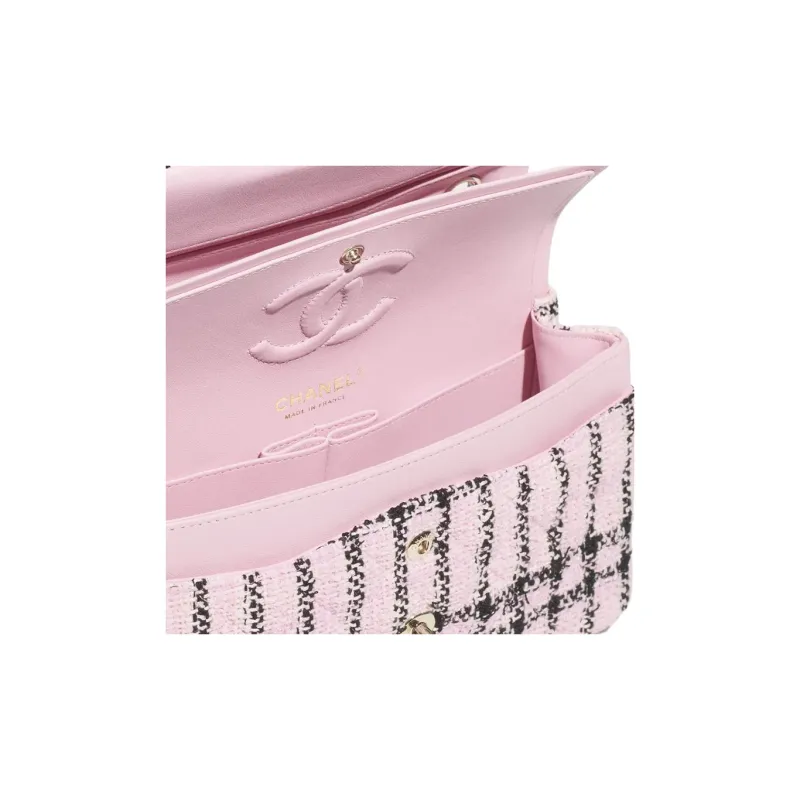 CHANEL Tweed Handbag Shoulder Bags Small Size Women's Pink-3