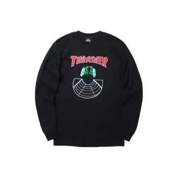 Thrasher Straight Long-Sleeved T-Shirt US Version Unisex Black