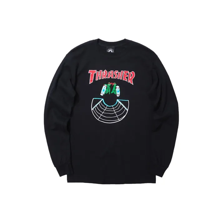 Thrasher Straight Long-Sleeved T-Shirt US Version Unisex Black-0