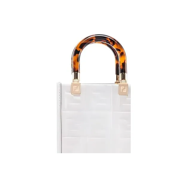 FENDI Sunshine Cow Leather Handbag, Shoulder Bag, Crossbody Bag Mini Women's White-4