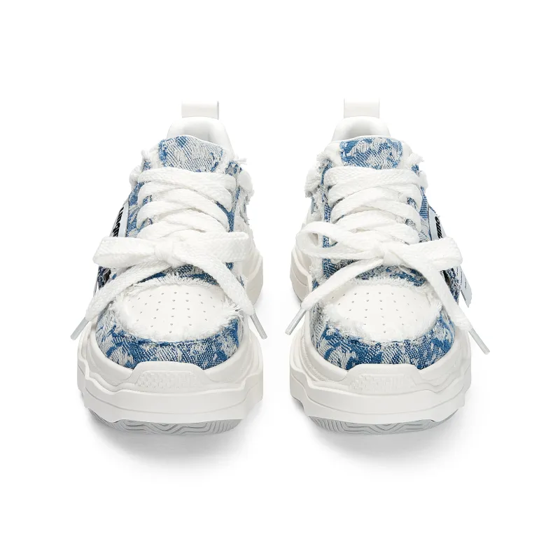 LINGMO Casual Shoes Unisex Low Top White, Blue, Gray-2