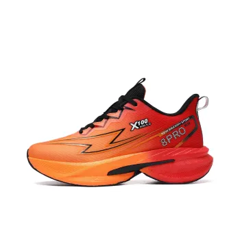 QIUTEXIONG Running Shoes Men Low Top Orange Red/White Rose Red/Grass Green