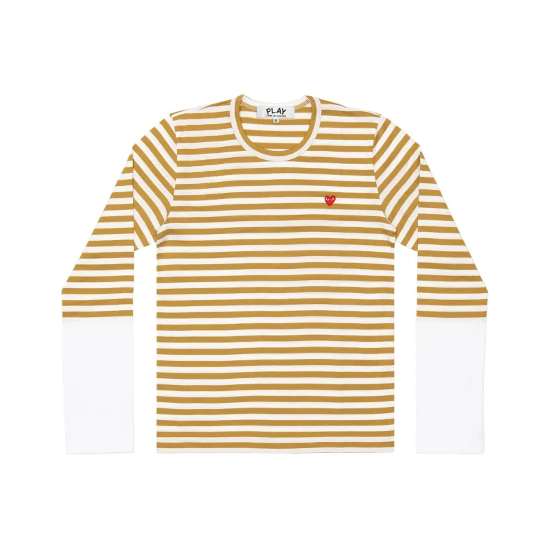 CDG Play T Shirts Men Mustard Yellow-0
