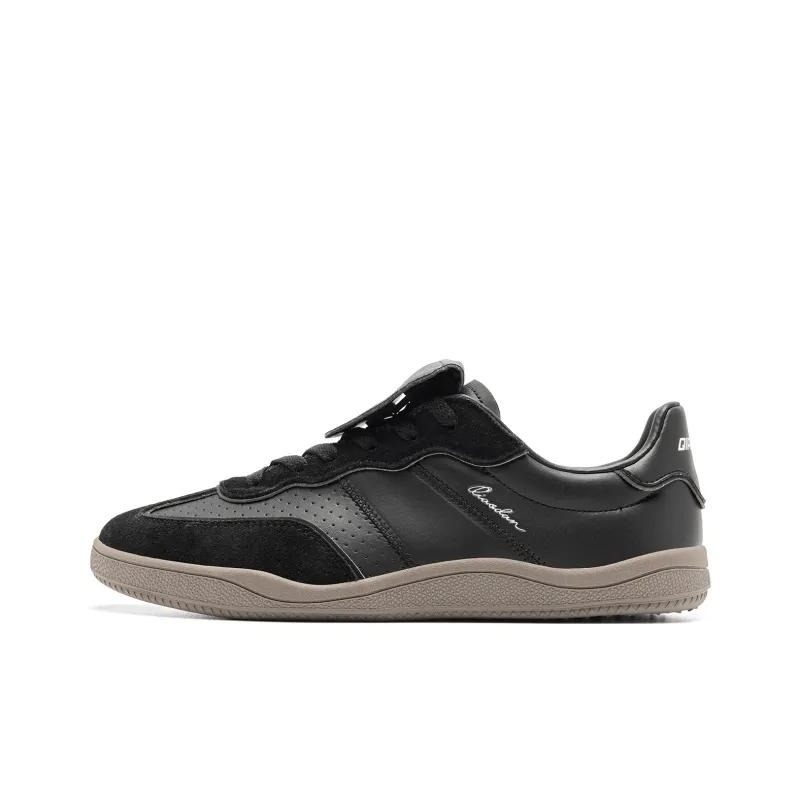 QIAODAN Abrasion Resistant Slip Resistant Low Top Skateboard Shoes Men's Black Walnut-0