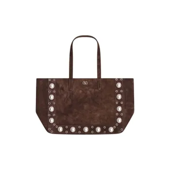 Valentino Suede Tote Bag Shopping Bag Handbag Shoulder Bag Large Size Men's Brown