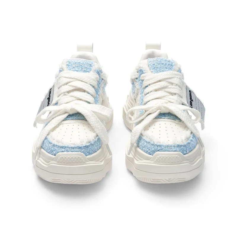 LINGMO Casual Shoes Unisex Low Top White, Blue, Gray-10
