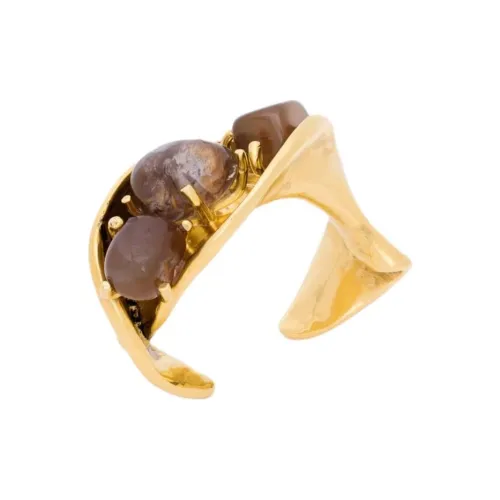 SAINT LAURENT Brass Agate Chalcedony Bangles Women's Gold