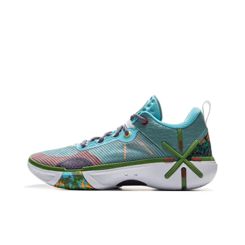 LiNing Anti Slip Wear Resistant Low Top Basketball Shoes Men's Turquoise