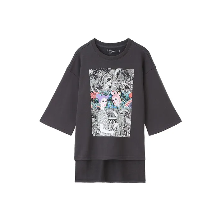 Acupuncture x Sasha Straight 3/4 Sleeved T Shirt Men's Dark Gray-0