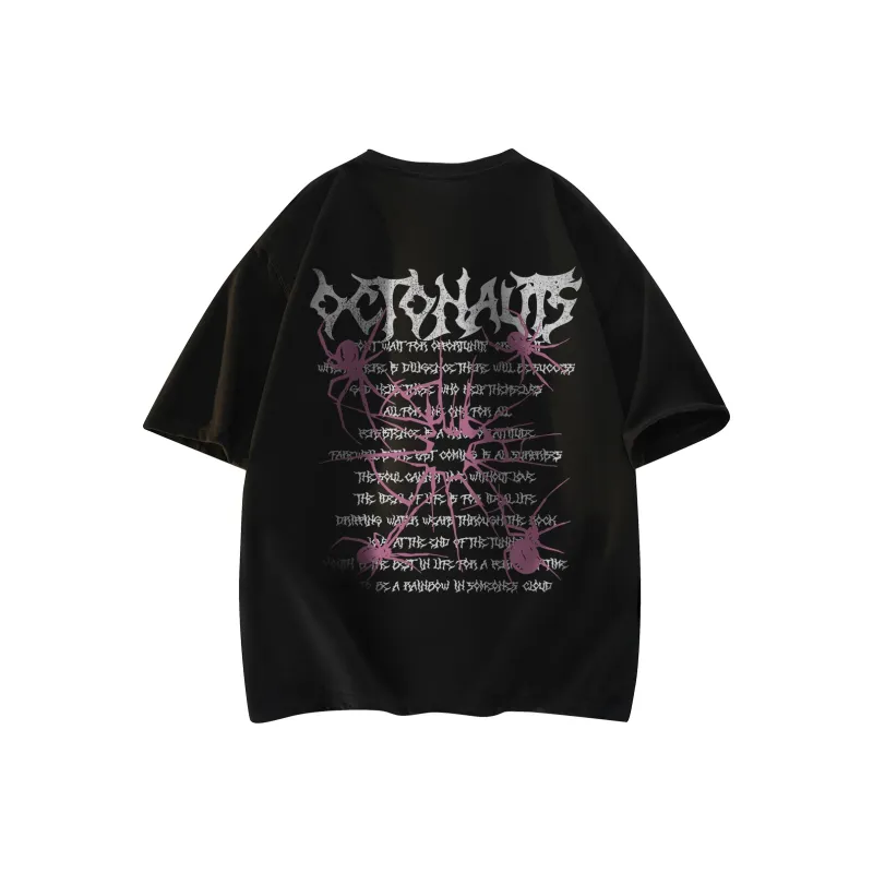 Small Columns Under The Sea T Shirt Unisex Black Pink-0