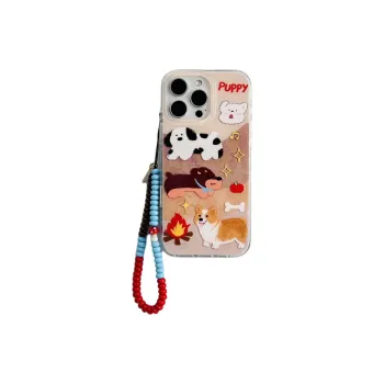Sopi Acrylic Material Fireplace Puppy Bracelet Phone Cases Compatible With IPhone 16/15 Pro Max/Apple 13/14 Pro/Max
