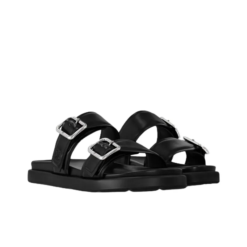LOUIS VUITTON Rubber Sole Slip Resistant Slide Slippers Men's Black-2