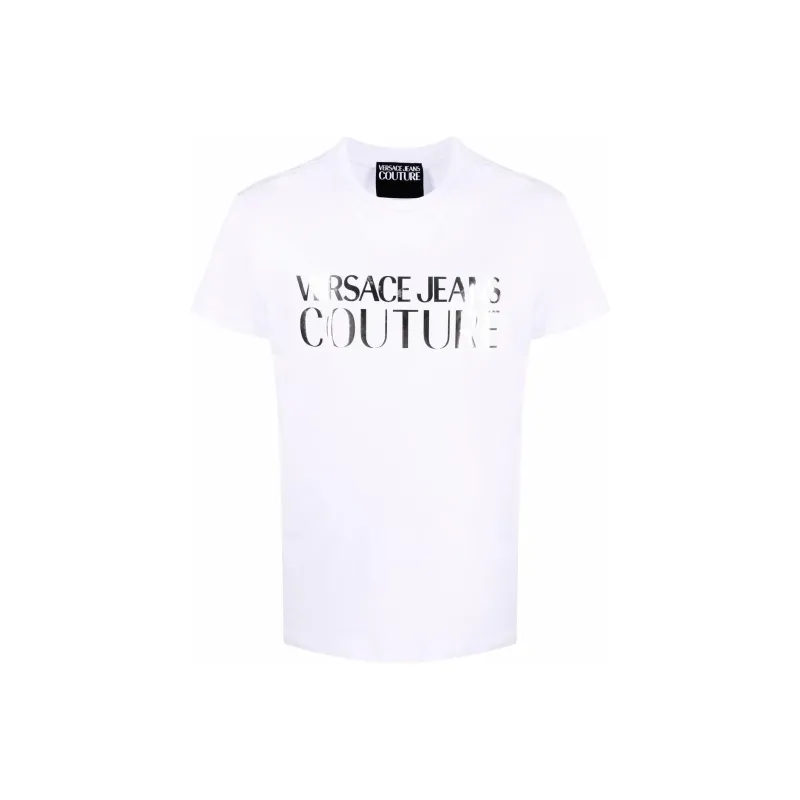 VERSACE Logo patch Cotton T shirt-0