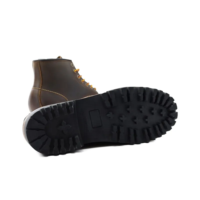 ROCKEY BAND Cushioned Wear Resistant Breathable Height Increasing Mid Top Outdoor Shoes Men's Dark Brown-1