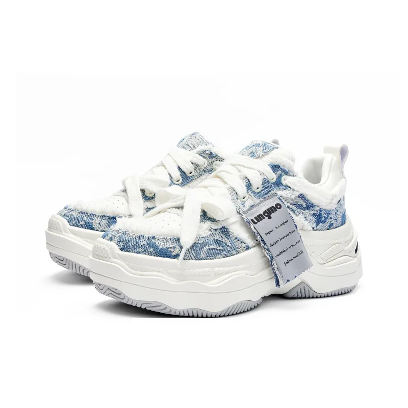 LINGMO Casual Shoes Unisex Low Top White, Blue, Gray-1