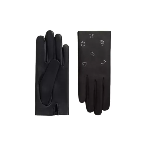 HERMES Lambskin Gloves Unisex Black