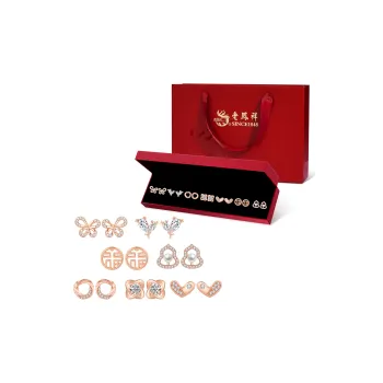 Lao Feng Xiang S925 Silver Stud Earrings Women's