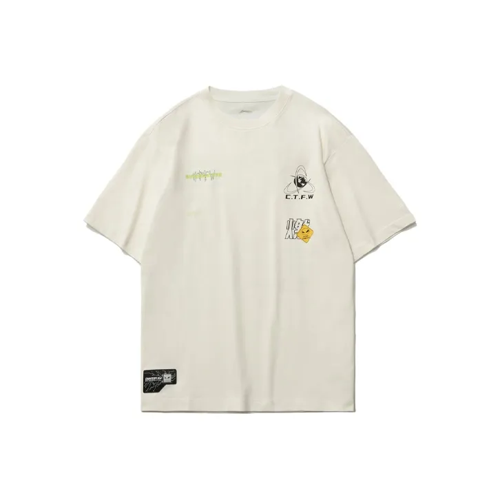 LiNing CF T Shirt Unisex Mist White-0