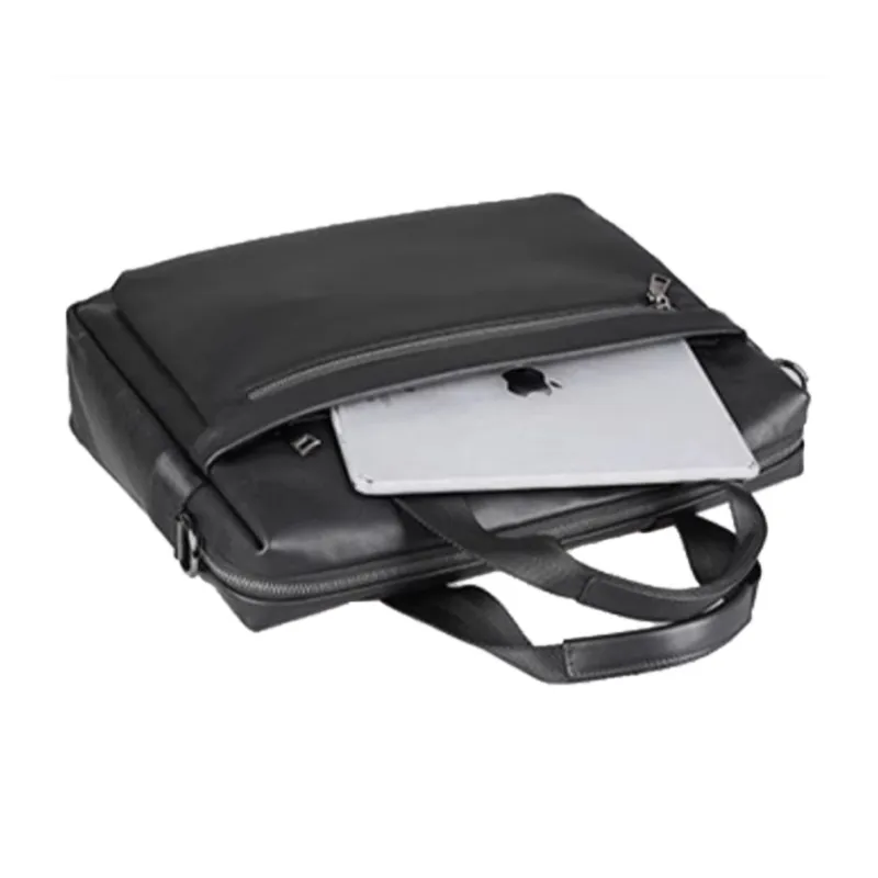 DOSRFINI Top Grain Cow Leather Portable Crossbody Briefcase Regular Men's Black-4