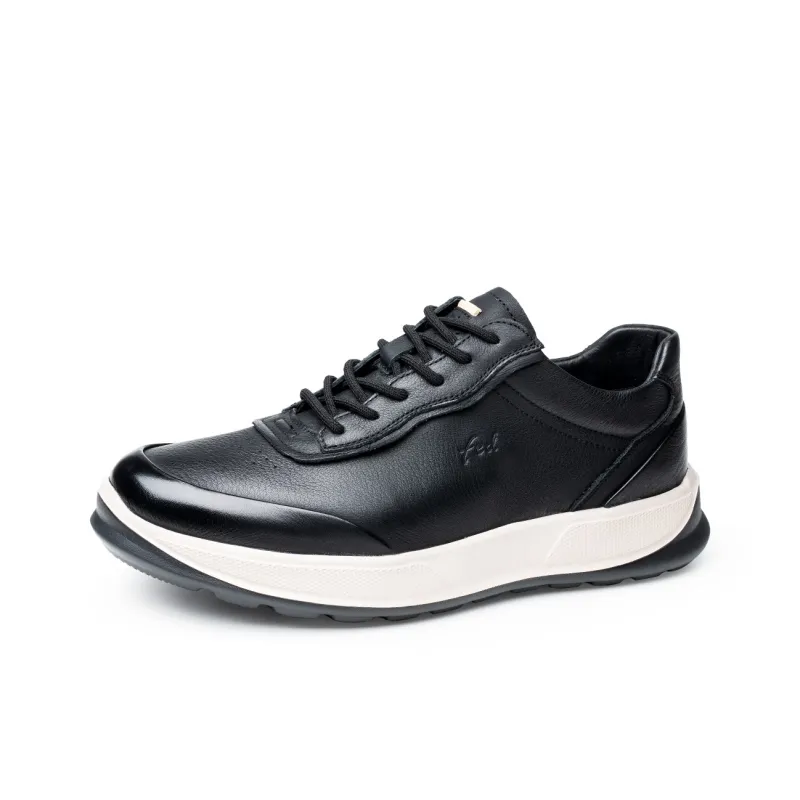 FED Breathable Lightweight Height Increasing Low Top Casual Shoes Men's Black-1