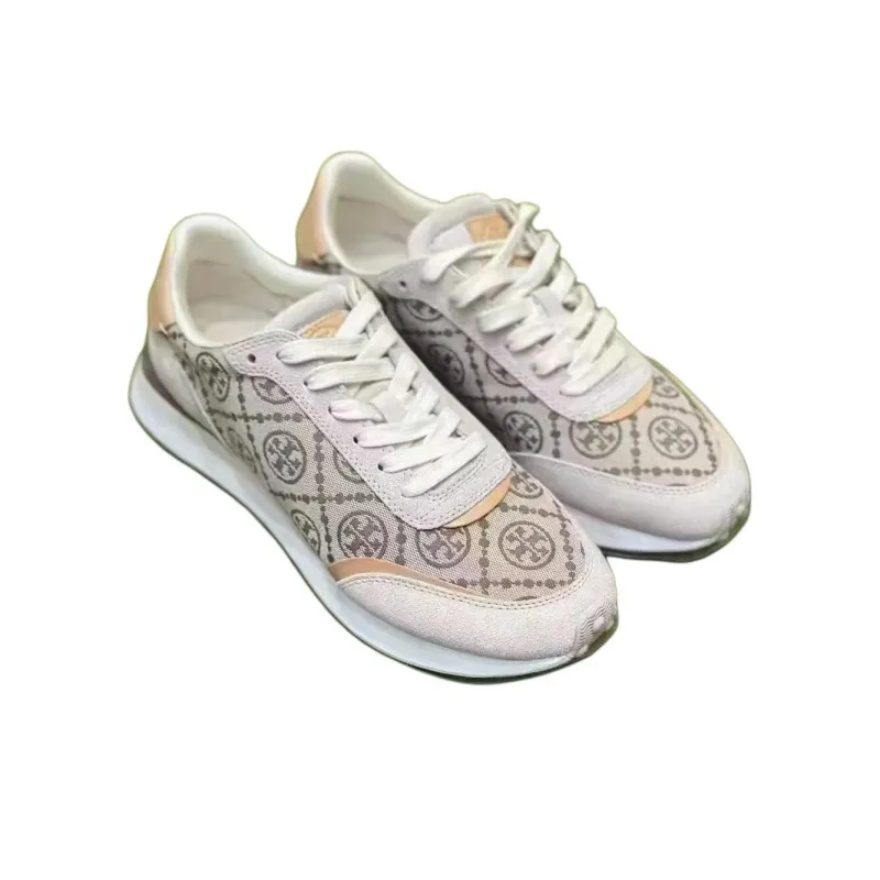 TORY BURCH T Monogram Destiny Low Top Casual Shoes Women's Umber & Lime Gray-2