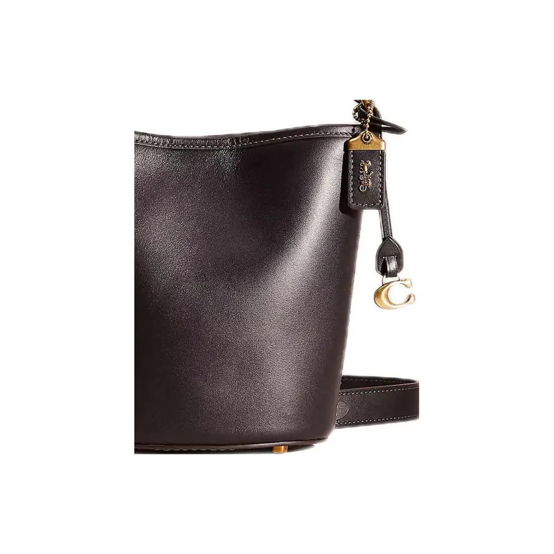 COACH Dakotah Glove Tanning Bucket Bags Shoulder Bag Crossbody Bag Small Size Women's Brass & Black-2