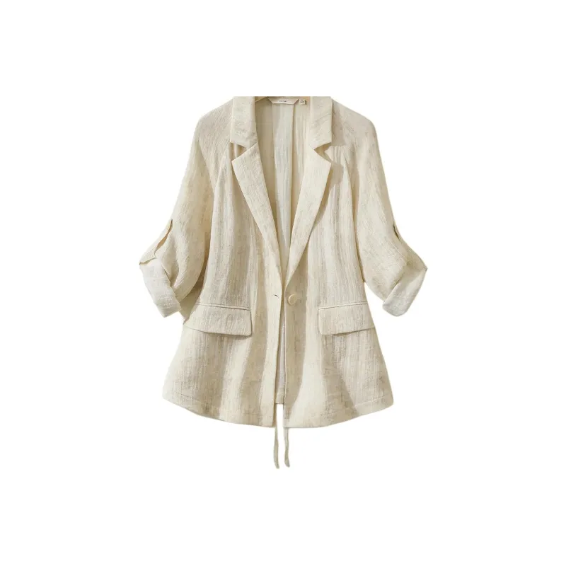 IHIMI Business Suit Women's Linen Beige Green-1