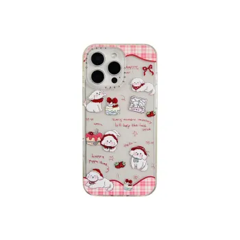 Sopi Acrylic Material Strawberry Cake Puppy Phone Cases Compatible With IPhone 16/15 Pro Max/Apple 13/14 Pro/Max