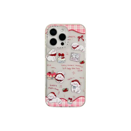 Sopi Acrylic Material Strawberry Cake Puppy Phone Cases Compatible With IPhone 16/15 Pro Max/Apple 13/14 Pro/Max
