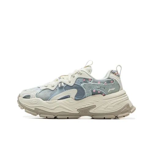 DISHINIWANJUZONGDONGYUAN x LiNing Starlight Anti Slip Wear Resistant Low Top Chunky Sneakers Women's Blue