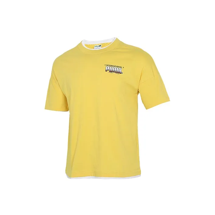PUMA Drop Shoulder Sleeve T-Shirt Men's Yellow-0