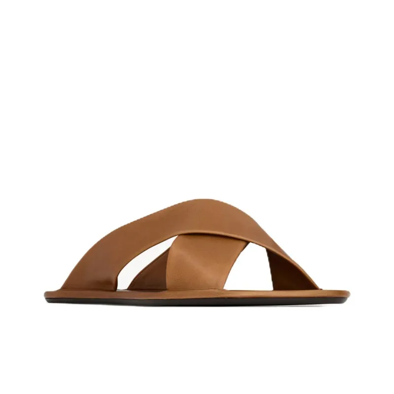 SAINT LAURENT Slide Slippers Women's Brown-2
