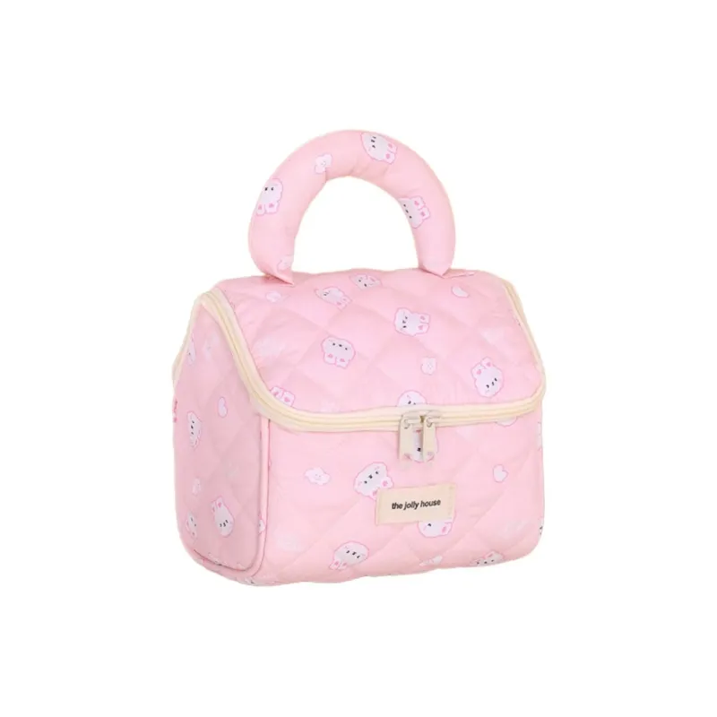 Boniu Cotton Makeup Bag Regular Unisex White/Yellow/Pink-4