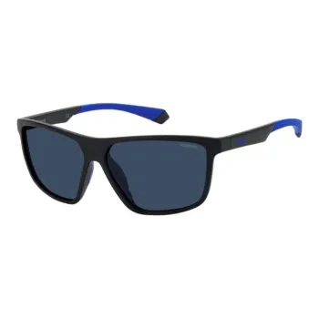 Polaroid Polycarbonate Irregular Shape Sunglasses Men's Black
