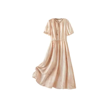 IHIMI Short Sleeved Dresses Women's Light Fragrance Coffee