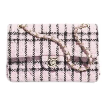 CHANEL Tweed Handbag Shoulder Bags Small Size Women's Pink