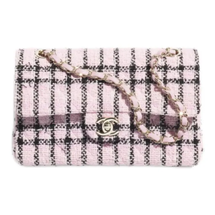 CHANEL Tweed Handbag Shoulder Bags Small Size Women's Pink-0