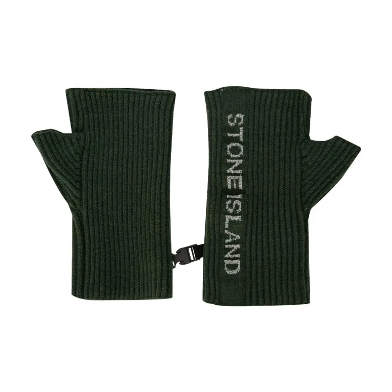 STONE ISLAND Polyurethane Knit Gloves Men's Green-3